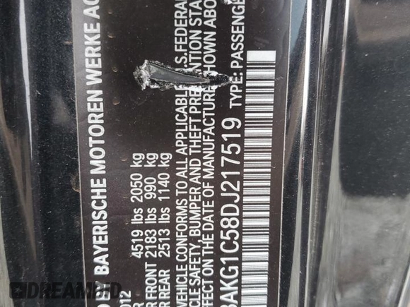 2013 BMW 3 Series 335is with VIN WBAKG1C58DJ217519, listed as a Copart auction lot 87397154 with 75,821 mi miles and Salvage Title. Bid and sale history available at carsss.com. Image 14.