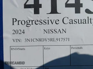 2024 Nissan Versa S with VIN 3N1CN8DV5RL917571, listed as a IAAI auction lot 41435342 with 1 mi miles. Bid and sale history available at carsss.com. Image 9.