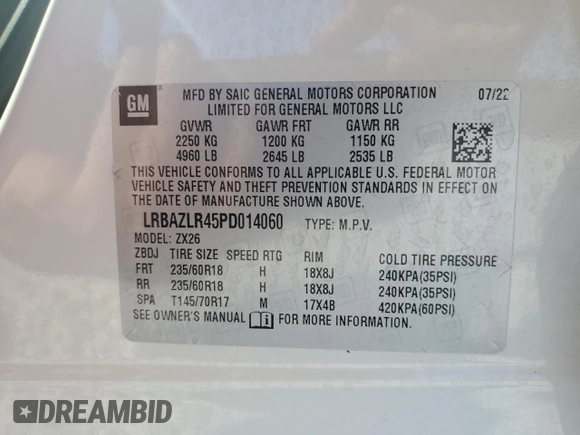 2023 Buick Envision Preferred with VIN LRBAZLR45PD014060, listed as a Copart auction lot 49385075 with 22,054 mi miles and Salvage Title. Bid and sale history available at carsss.com. Image 13.