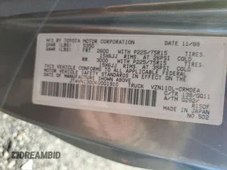 1989 Toyota Pickup DLX z VIN JT4VN13D0K0001910, wystawiony jako Copart lot #77413274 z przebiegiem 311 223 mil mil oraz Szkoda całkowita • Salvage title. Historia ofert i sprzedaży dostępna na DreamBid. Obrazek 12.
