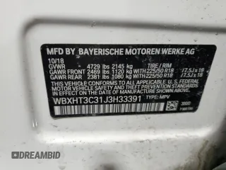 2018 BMW X1 xDrive28i z VIN WBXHT3C31J3H33391, wystawiony jako Copart lot #47849675 z przebiegiem 73 108 mil mil oraz Szkody całkowita. Historia ofert i sprzedaży dostępna na DreamBid. Obrazek 14.