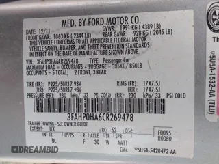 2012 Ford Fusion SE with VIN 3FAHP0HA6CR269478, listed as a IAAI auction lot 42408199 with 176,607 mi miles and . Bid and sale history available at DreamBid. Image 9.