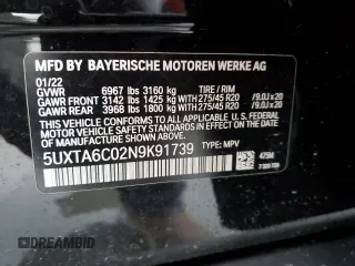 2022 BMW X5 xDrive45e with VIN 5UXTA6C02N9K91739, listed as a Copart auction lot 70568792 with 0 mi miles. Bid and sale history available at carsss.com. Image 13.