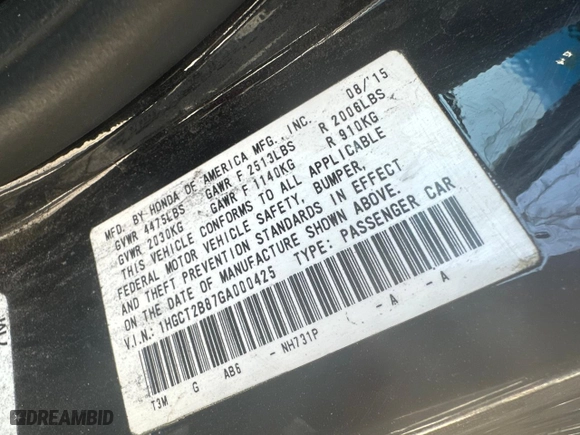 2016 Honda Accord Coupe EX-L with VIN 1HGCT2B87GA000425, listed as a Copart auction lot 50454045 with 123,527 mi miles and Clean Title. Bid and sale history available at carsss.com. Image 11.