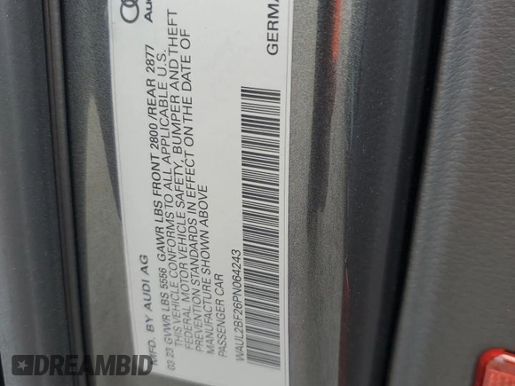 2023 Audi A6 Premium Plus z VIN WAUL2BF26PN064243, wystawiony jako Copart lot #44583685 z przebiegiem 6 198 mil mil oraz Szkoda całkowita • Salvage title. Historia ofert i sprzedaży dostępna na DreamBid. Obrazek 12.