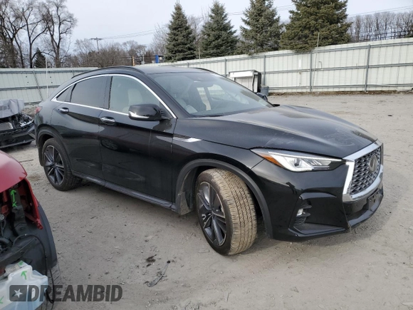2024 Infiniti QX55 Luxe with VIN 3PCAJ5JR5RF110911, listed as a Copart auction lot 48920455 with 6,495 mi miles and Salvage Title. Bid and sale history available at DreamBid. Image 4.