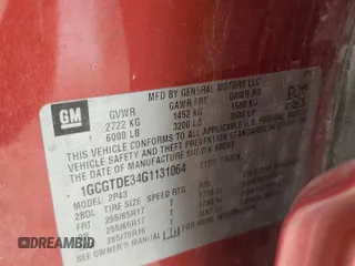 2016 Chevrolet Colorado 4WD Z71 with VIN 1GCGTDE34G1131064, listed as a Copart auction lot 61369585 with 137,769 mi miles and Salvage title. Bid and sale history available at DreamBid. Image 12.
