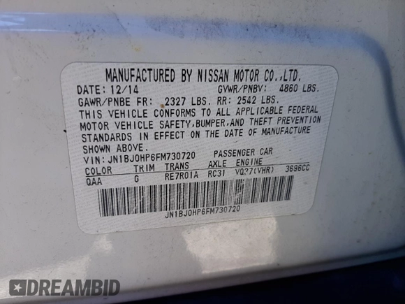 2015 Infiniti QX50 Journey with VIN JN1BJ0HP6FM730720, listed as a Copart auction lot 53863244 with 219,565 mi miles and Clean Title. Bid and sale history available at carsss.com. Image 12.