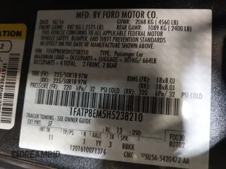 2017 Ford Mustang V6 with VIN 1FATP8EM5H5238210, listed as a IAAI auction lot 41983430 with 18,792 mi miles and . Bid and sale history available at carsss.com. Image 9.