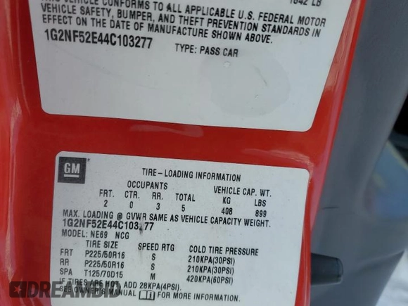 2004 Pontiac Grand Am SE1 with VIN 1G2NF52E44C103277, listed as a Copart auction lot 87830245 with 151,083 mi miles and Salvage Title. Bid and sale history available at carsss.com. Image 12.