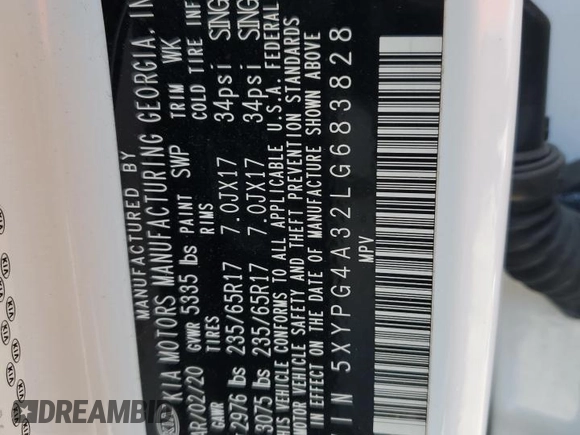 2020 Kia Sorento L with VIN 5XYPG4A32LG683828, listed as a Copart auction lot 48512045 with 86,422 mi miles and Salvage Title. Bid and sale history available at DreamBid. Image 14.