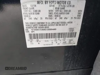 2014 Ford Explorer XLT with VIN 1FM5K7D88EGB89449, listed as a IAAI auction lot 42541102 with 180,205 mi miles and . Bid and sale history available at DreamBid. Image 9.