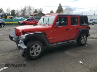 2020 Jeep Wrangler Unlimited Sport S with VIN 1C4HJXDNXLW160354, listed as a Copart auction lot 50141615 with 62,812 mi miles and Salvage title. Bid and sale history available at DreamBid. Image 1.