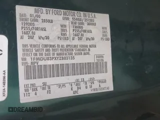 2000 Ford Explorer XLT z VIN 1FMDU83PXYZB03135, wystawiony jako Copart lot #45352705 z przebiegiem 228 604 mil mil oraz Szkoda całkowita • Salvage title. Historia ofert i sprzedaży dostępna na DreamBid. Obrazek 16.