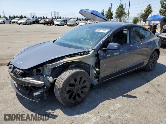 2023 Tesla Model 3 with VIN 5YJ3E1EA4PF615975, listed as a Copart auction lot 58845405 with 38,927 mi miles and Salvage title. Bid and sale history available at DreamBid. Image 1.
