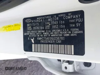 2016 Hyundai Accent SE with VIN KMHCT5AE0GU238781, listed as a IAAI auction lot 41805846 with 121,022 mi miles. Bid and sale history available at carsss.com. Image 9.