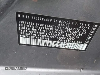 2019 Volkswagen Jetta S z VIN 3VWC57BU7KM232096, wystawiony jako IAAI lot #42317927 z przebiegiem 98 615 mil mil oraz . Historia ofert i sprzedaży dostępna na DreamBid. Obrazek 9.