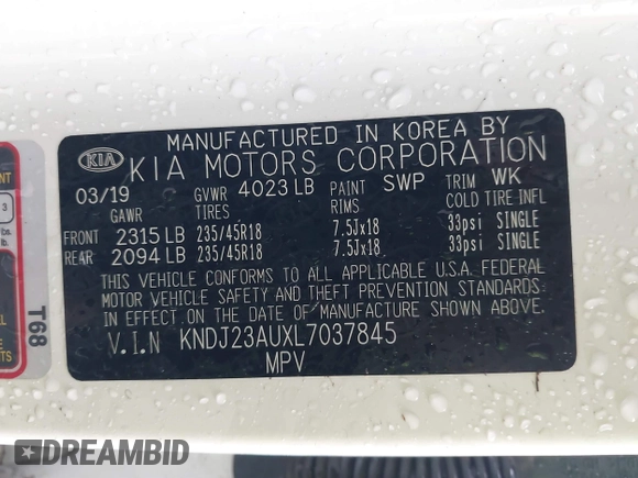 2020 Kia Soul LX with VIN KNDJ23AUXL7037845, listed as a IAAI auction lot 41659111 with 50,231 mi miles. Bid and sale history available at carsss.com. Image 9.