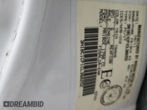 2012 Nissan Versa S with VIN 3N1BC1CP1CL366252, listed as a Copart auction lot 46245525 with 169,050 mi miles and Salvage Title. Bid and sale history available at DreamBid. Image 12.