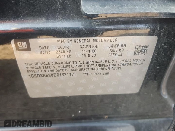 2013 Cadillac CTS Premium with VIN 1G6DS5E30D0162117, listed as a Copart auction lot 64612245 with 136,561 mi miles and Clean title. Bid and sale history available at DreamBid. Image 12.