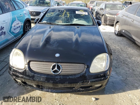 2001 Mercedes-Benz SLK-Class with VIN WDBKK65F51F217396, listed as a Copart auction lot 74339214 with 56,281 mi miles and Salvage Title. Bid and sale history available at carsss.com. Image 5.