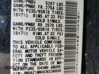 2012 Nissan Murano SV with VIN JN8AZ1MW4CW234808, listed as a Copart auction lot 54537125 with 143,570 mi miles and Salvage Title. Bid and sale history available at carsss.com. Image 13.