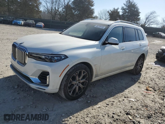 2022 BMW X7 xDrive40i with VIN 5UXCW2C05N9K20349, listed as a Copart auction lot 48778145 with 53,626 mi miles and Salvage Title. Bid and sale history available at carsss.com. Image 1.