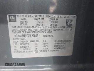 2018 GMC Terrain SLT Diesel with VIN 3GKALREUXJL228561, listed as a IAAI auction lot 41490745 with 84,000 mi miles and . Bid and sale history available at DreamBid. Image 9.
