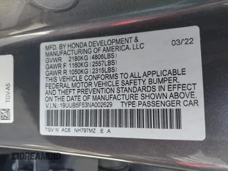 2022 Acura TLX w/A-Spec Package z VIN 19UUB5F53NA002629, wystawiony jako IAAI lot #41836622 z przebiegiem 51 815 mil mil oraz . Historia ofert i sprzedaży dostępna na DreamBid. Obrazek 9.