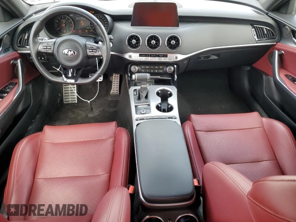 2021 Kia Stinger GT1 with VIN KNAE45LC9M6090262, listed as a Copart auction lot 77339854 with 3,354 mi miles and Salvage Title. Bid and sale history available at carsss.com. Image 8.