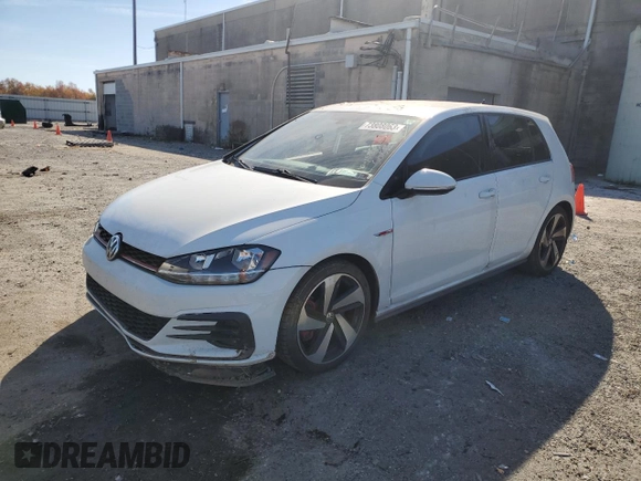 2020 Volkswagen Golf GTI S with VIN 3VW6T7AU4LM010153, listed as a Copart auction lot 73808063 with 44,502 mi miles and Salvage Title. Bid and sale history available at carsss.com. Image 1.