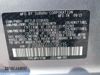 2024 Subaru Crosstrek Premium with VIN JF2GUADC6R8296235, listed as a IAAI auction lot 42392801 with 27,376 mi miles and . Bid and sale history available at DreamBid. Image 9.