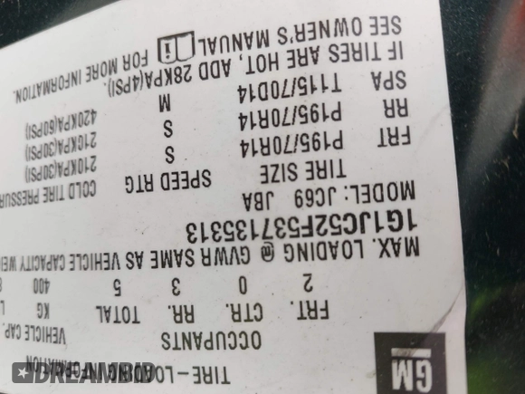 2003 Chevrolet Cavalier z VIN 1G1JC52F537135313, wystawiony jako IAAI lot #41882439 z przebiegiem 77 558 mil mil oraz . Historia ofert i sprzedaży dostępna na DreamBid. Obrazek 9.
