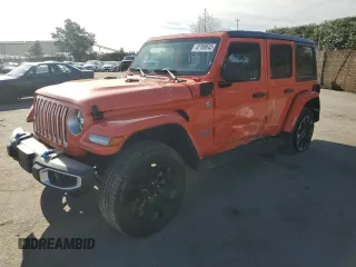 2023 Jeep Wrangler Sahara with VIN 1C4JJXP61PW689686, listed as a Copart auction lot 46189645 with 29,580 mi miles and Salvage Title. Bid and sale history available at DreamBid. Image 1.