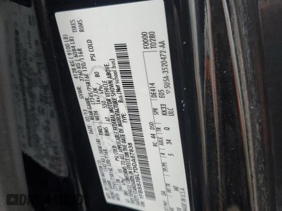 2013 Ford Econoline Passenger XL z VIN 1FBSS3BL7DDA67838, wystawiony jako Copart lot #84627494 z przebiegiem Nie podano mil oraz Szkoda całkowita • Salvage title. Historia ofert i sprzedaży dostępna na DreamBid. Obrazek 13.