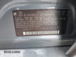 2011 BMW 3 Series 328i with VIN WBAPH5C59BA444595, listed as a IAAI auction lot 41756008 with Not Provided miles and . Bid and sale history available at carsss.com. Image 9.