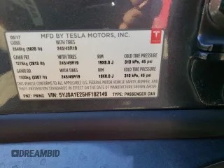 2017 Tesla Model S 100D z VIN 5YJSA1E25HF182149, wystawiony jako Copart lot #78556314 z przebiegiem 68 555 mil mil oraz Szkoda całkowita • Salvage title. Historia ofert i sprzedaży dostępna na DreamBid. Obrazek 15.