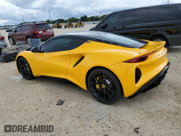2024 Lotus Emira First Edition z VIN SCCLEKAXXRHB11497, wystawiony jako Copart lot #69382294 z przebiegiem 257 mil mil oraz Szkody całkowita. Historia ofert i sprzedaży dostępna na DreamBid. Obrazek 2.