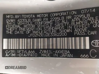 2014 Toyota Prius Two with VIN JTDZN3EU2E3362200, listed as a IAAI auction lot 41076995 with 149,403 mi miles and . Bid and sale history available at DreamBid. Image 9.