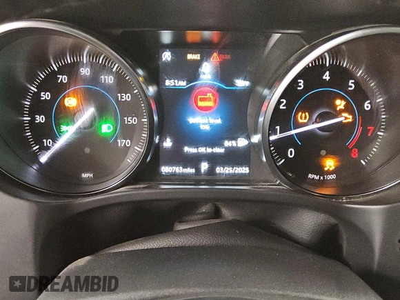 2020 Jaguar F-Pace 25t with VIN SADCS2FXXLA644566, listed as a Copart auction lot 49506525 with 80,763 mi miles and Salvage Title. Bid and sale history available at DreamBid. Image 9.