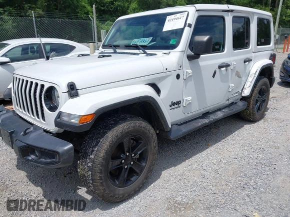 2021 Jeep Wrangler Unlimited Sahara z VIN 1C4HJXEN6MW764662, wystawiony jako IAAI lot #42494617 z przebiegiem 81 954 mil mil oraz . Historia ofert i sprzedaży dostępna na DreamBid. Obrazek 2.