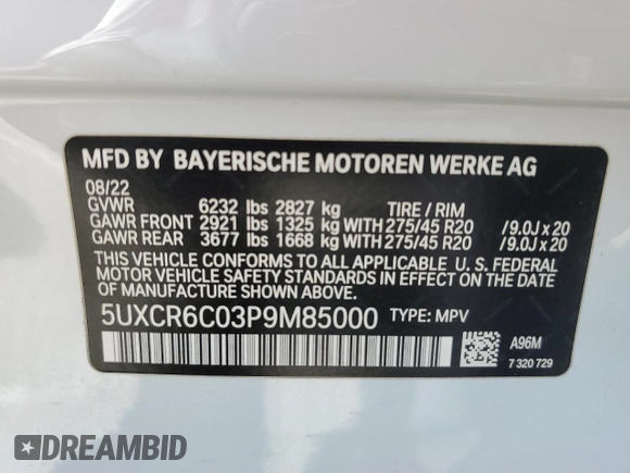2023 BMW X5 xDrive40i with VIN 5UXCR6C03P9M85000, listed as a Copart auction lot 52116425 with 14,753 mi miles and Salvage Title. Bid and sale history available at carsss.com. Image 13.