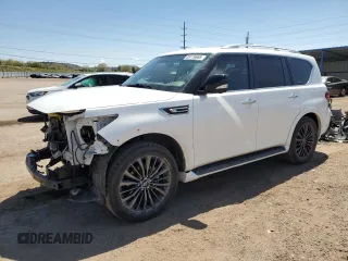 2021 Infiniti QX80 Premium Select z VIN JN8AZ2AE8M9268428, wystawiony jako Copart lot #55176665 z przebiegiem 46 107 mil mil oraz Szkoda całkowita • Salvage title. Historia ofert i sprzedaży dostępna na DreamBid. Obrazek 1.