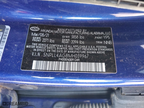 2021 Hyundai Elantra SE with VIN 5NPLL4AG8MH039967, listed as a Copart auction lot 45737695 with 0 mi miles and Salvage Title. Bid and sale history available at carsss.com. Image 13.