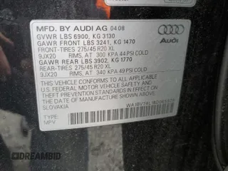 2008 Audi Q7 Premium z VIN WA1BV74L18D065929, wystawiony jako Copart lot #56910055 z przebiegiem 124 344 mil mil oraz Czysty tytuł • Clean title. Historia ofert i sprzedaży dostępna na DreamBid. Obrazek 14.