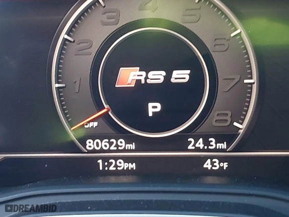 2019 Audi RS 5 Sportback with VIN WUABWCF50KA903597, listed as a IAAI auction lot 41574876 with 80,629 mi miles. Bid and sale history available at carsss.com. Image 7.