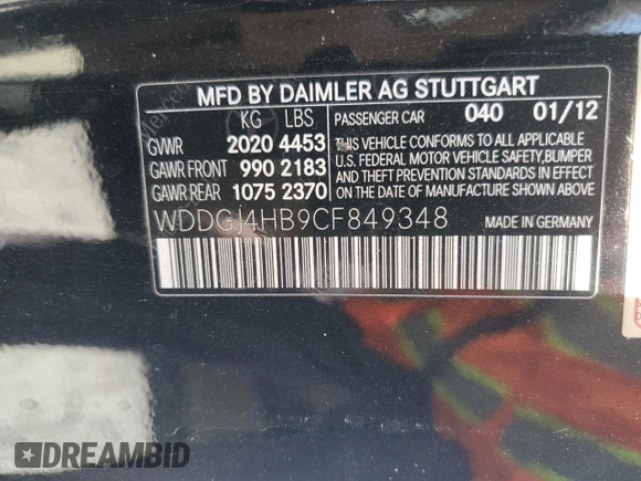 2012 Mercedes-Benz C 250 z VIN WDDGJ4HB9CF849348, wystawiony jako Copart lot #56346295 z przebiegiem 86 160 mil mil oraz Szkoda całkowita • Salvage title. Historia ofert i sprzedaży dostępna na DreamBid. Obrazek 12.