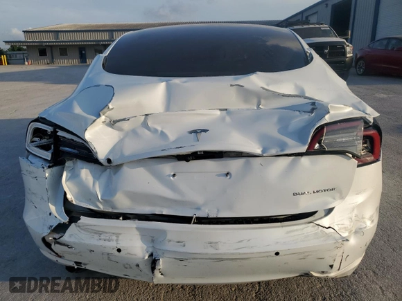 2022 Tesla Model 3 Long Range with VIN 5YJ3E1EB2NF201275, listed as a Copart auction lot 51952345 with 43,540 mi miles and Salvage Title. Bid and sale history available at DreamBid. Image 6.