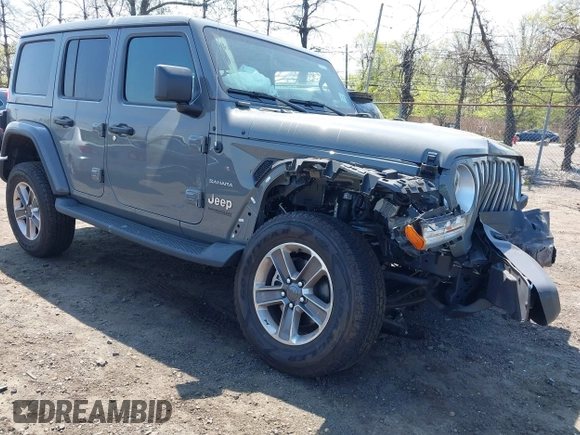 2022 Jeep Wrangler Unlimited Sahara with VIN 1C4HJXEM7NW206585, listed as a IAAI auction lot 42102516 with 10,769 mi miles and . Bid and sale history available at DreamBid. Image 1.
