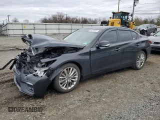 2018 Infiniti Q50 3.0t Luxe with VIN JN1EV7AR3JM444919, listed as a Copart auction lot 46714605 with 62,676 mi miles and Salvage Title. Bid and sale history available at carsss.com. Image 1.